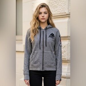 Roots Charcoal Gray Full-Zip Hoodie with Black Logo